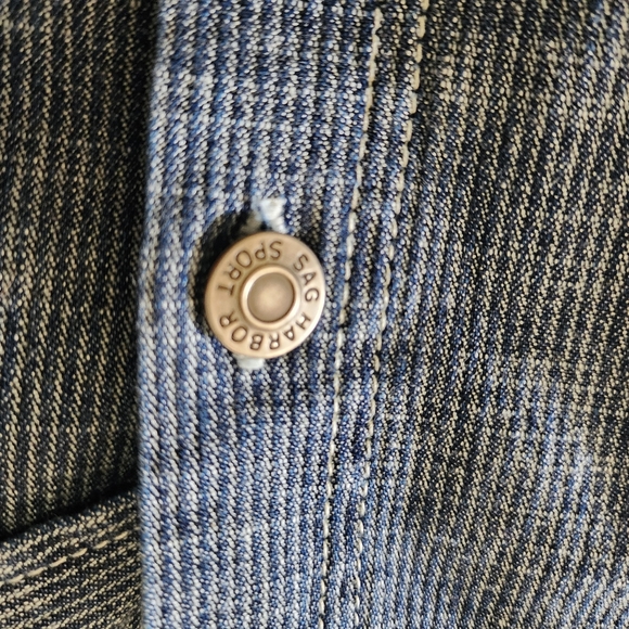 Sag Harbor Sport| Women's Blue, Striped Denim style Emboidered Jacket - Picture 5 of 7